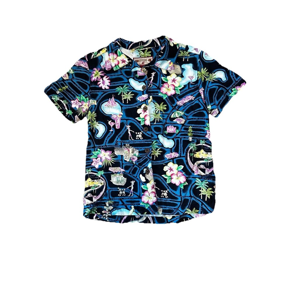 Caribbean Joe Short Sleeve Hawaiian Luau Tropical Button Up Shirt Women’s Small